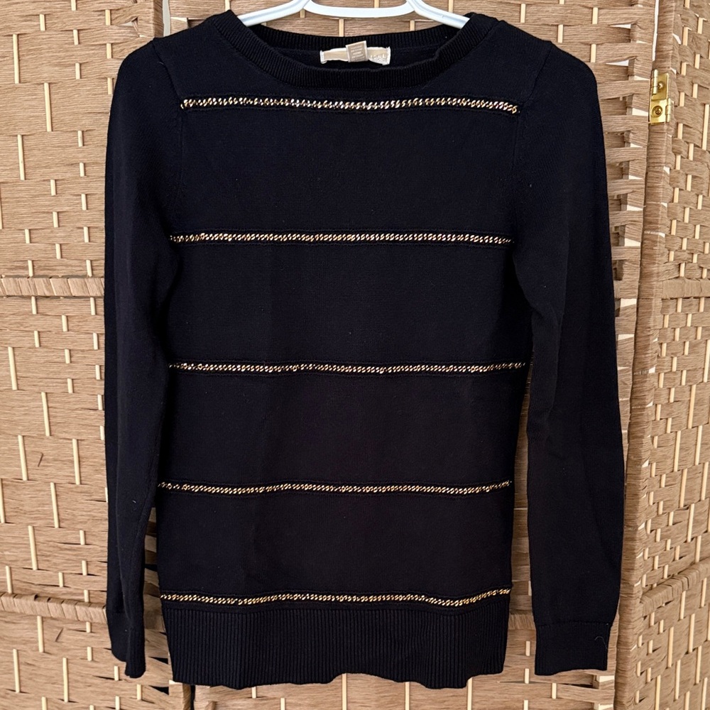 Michael Kors Navy Sweater with gold chain details